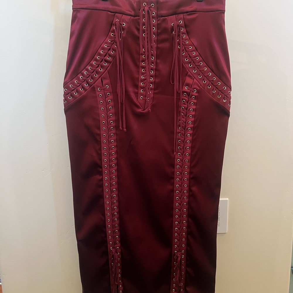 Vintage Dolce & Gabbana Deep Red stretch satin Skirt